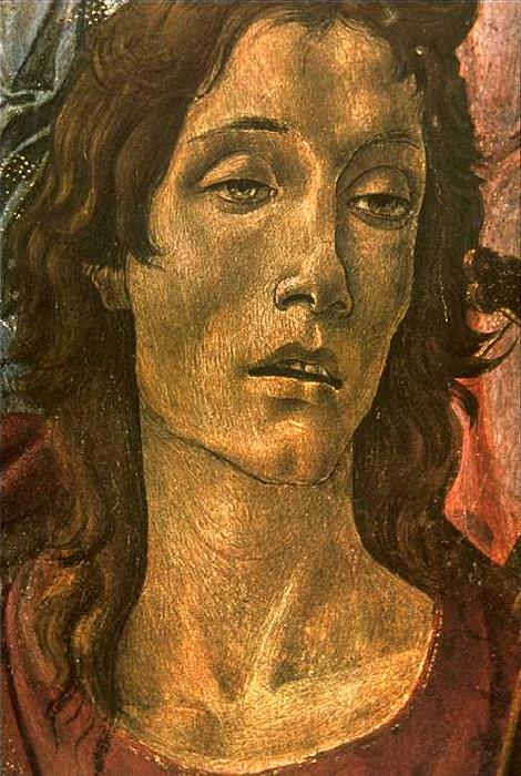 BOTTICELLI, Sandro San Barnaba Altarpiece (detail: head of St John) gdfg Spain oil painting art